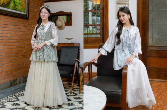 Blouse Motif Floral Bergaya Korea